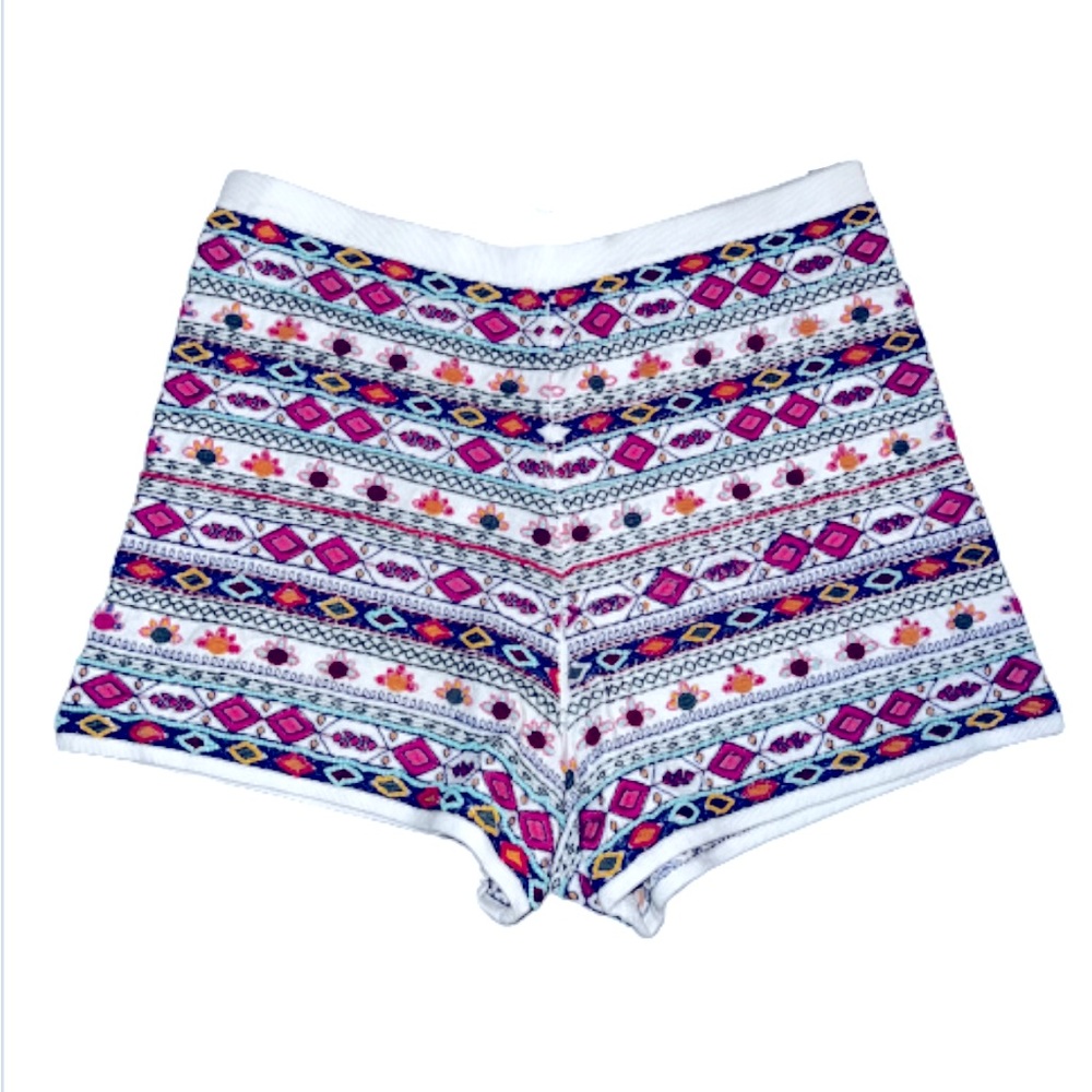 Zara Knit Embroidered Beaded Boho Shorts size M